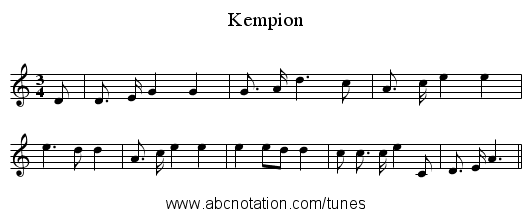 Kempion - staff notation