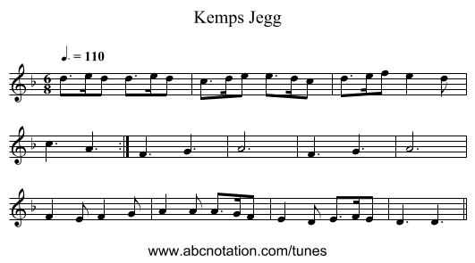 Kemps Jegg - staff notation