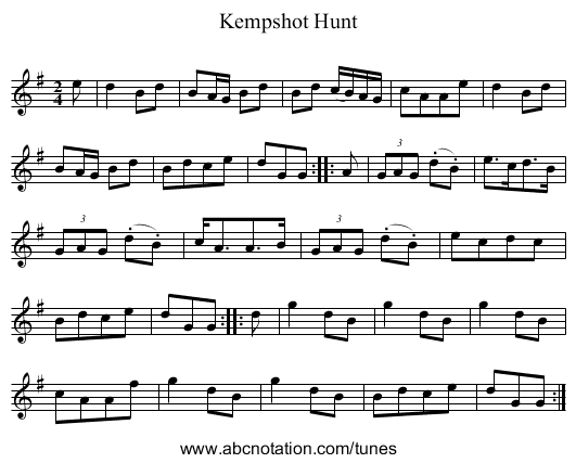 Kempshot Hunt - staff notation