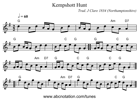 Kempshott Hunt - staff notation