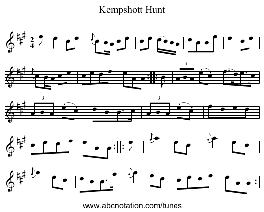 Kempshott Hunt - staff notation