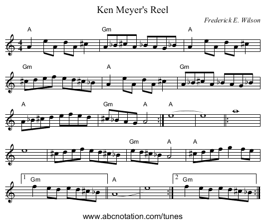 Ken Meyer's Reel - staff notation