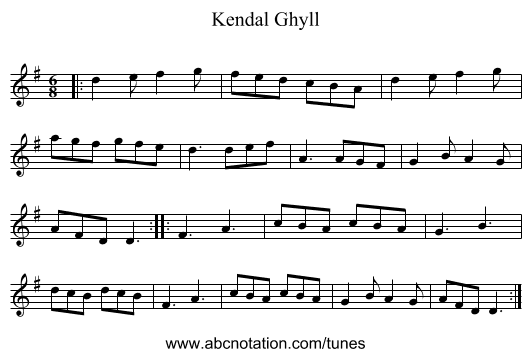 Kendal Ghyll - staff notation