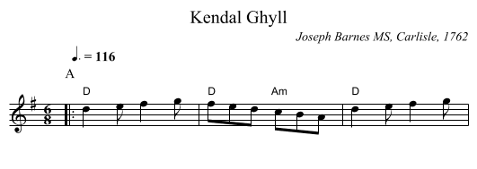 Kendal Ghyll - staff notation