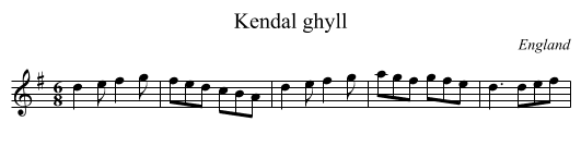 Kendal ghyll - staff notation