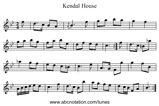 Kendal House - staff notation