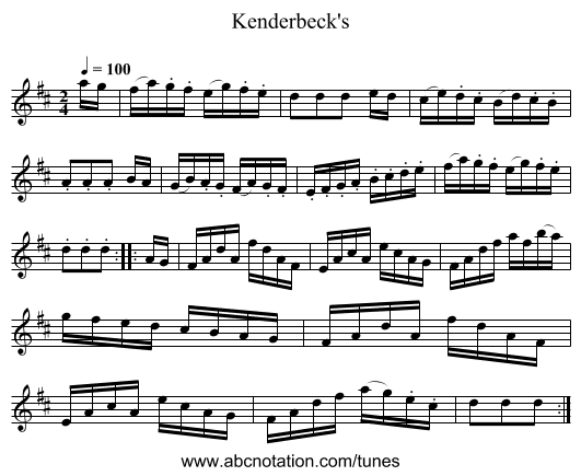 Kenderbeck's - staff notation