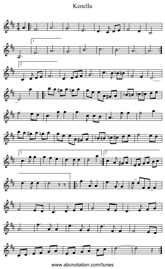 Kenella - staff notation