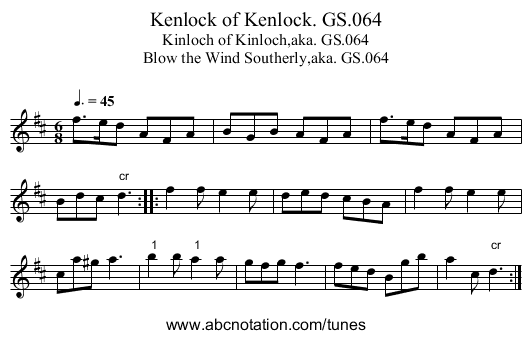 Kenlock of Kenlock. GS.064 - staff notation