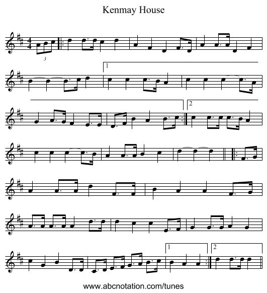 Kenmay House - staff notation