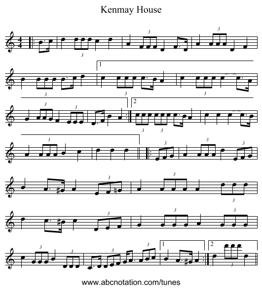 Kenmay House - staff notation