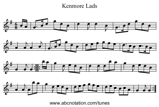 Kenmore Lads - staff notation