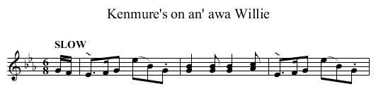 Kenmure's on an' awa Willie - staff notation