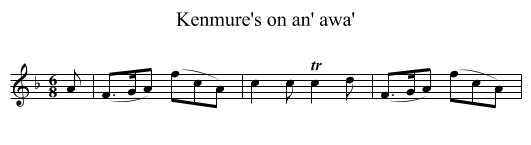 Kenmure's on an' awa' - staff notation