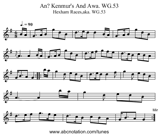 Kenmur's And Awa. WG.53, An? - staff notation