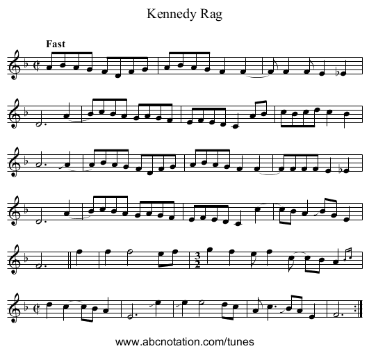 Kennedy Rag - staff notation
