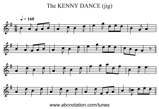 KENNY DANCE (jig), The - staff notation