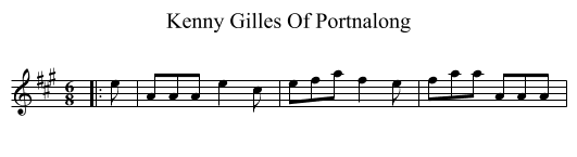 Kenny Gilles Of Portnalong - staff notation