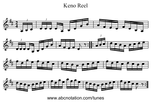 Keno Reel - staff notation