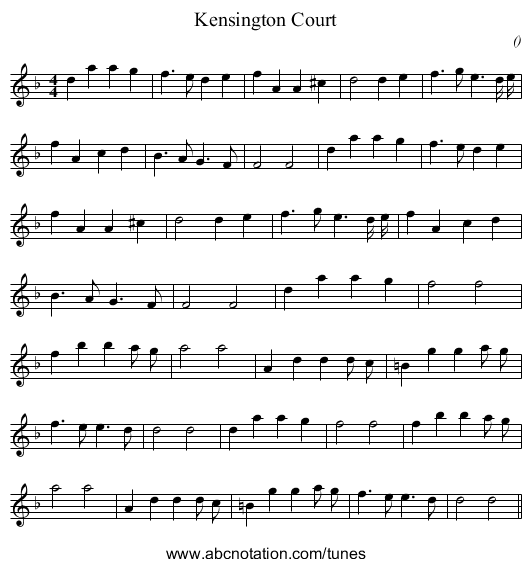 Kensington Court - staff notation