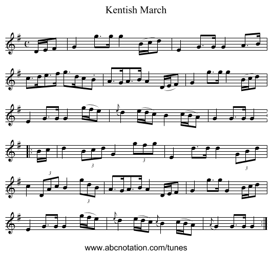 Kentish March - staff notation