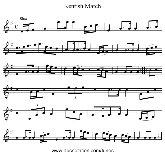 Kentish March - staff notation