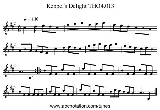 Keppel's Delight THO4.013 - staff notation