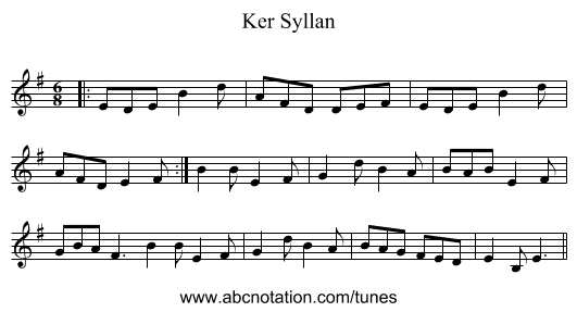 Ker Syllan - staff notation