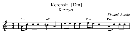 Kerenski  [Dm] - staff notation