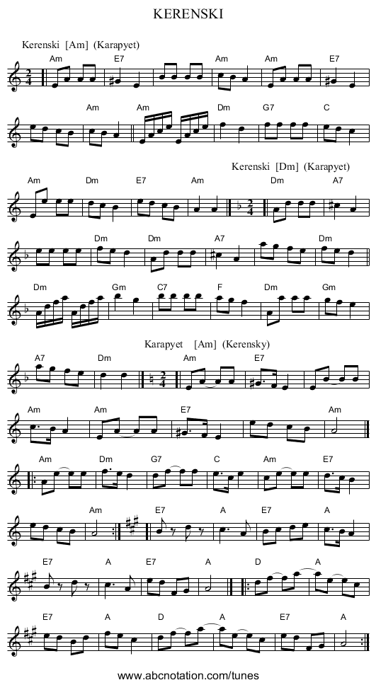 KERENSKI - staff notation