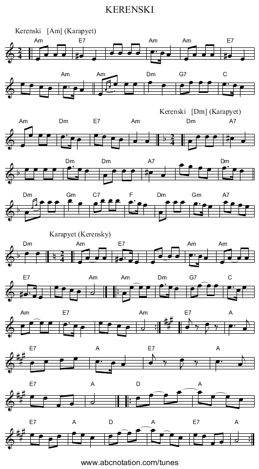 KERENSKI - staff notation