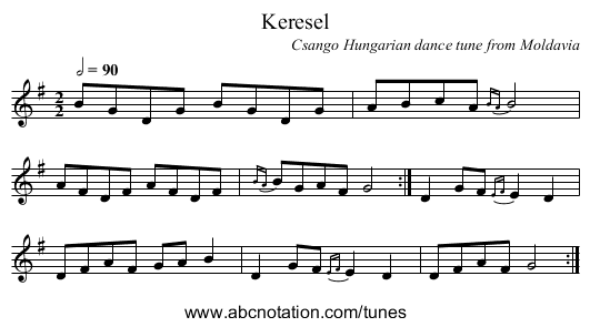 Keresel - staff notation