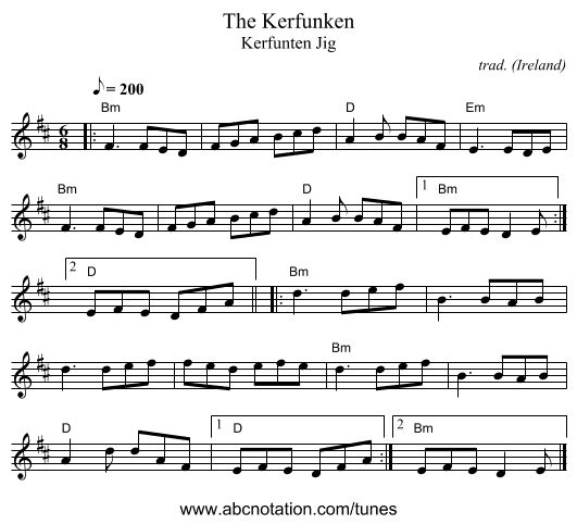 Kerfunken, The - staff notation