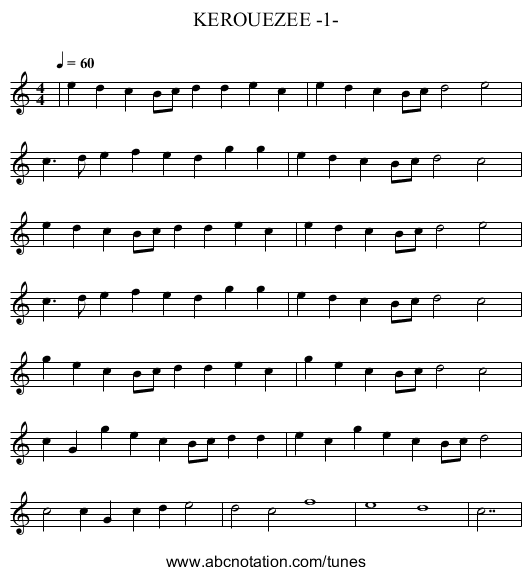 KEROUEZEE -1- - staff notation