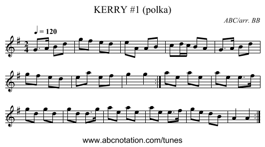 KERRY #1 (polka) - staff notation