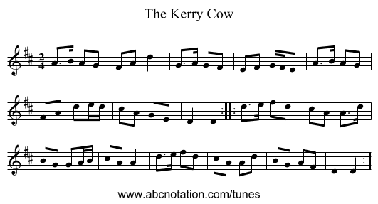 Kerry Cow, The - staff notation