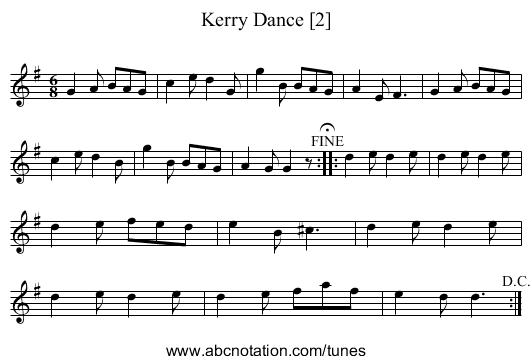 Kerry Dance [2] - staff notation
