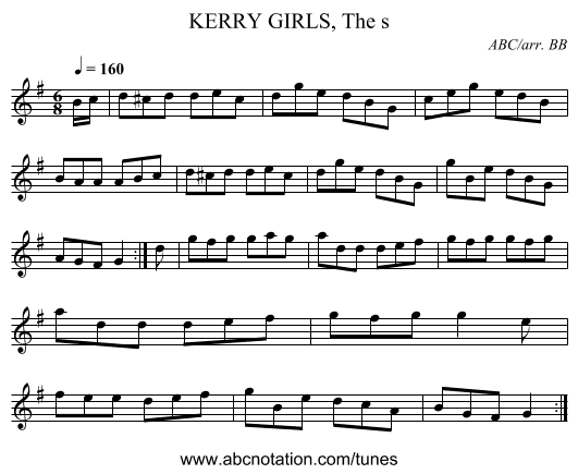 KERRY GIRLS, The s - staff notation