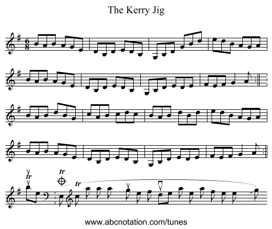 Kerry Jig, The - staff notation