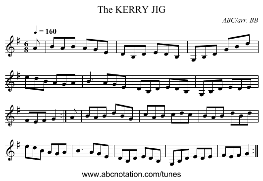 KERRY JIG, The - staff notation