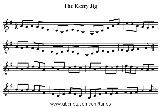 Kerry Jig, The - staff notation