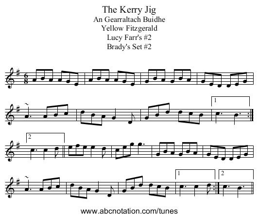 Kerry Jig, The - staff notation
