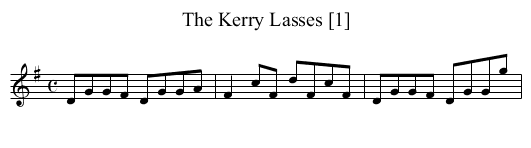 Kerry Lasses [1], The - staff notation