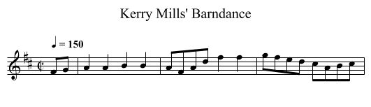 Kerry Mills' Barndance - staff notation