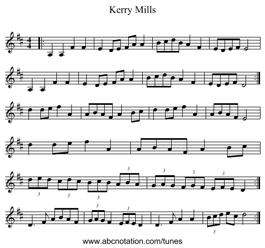 Kerry Mills - staff notation