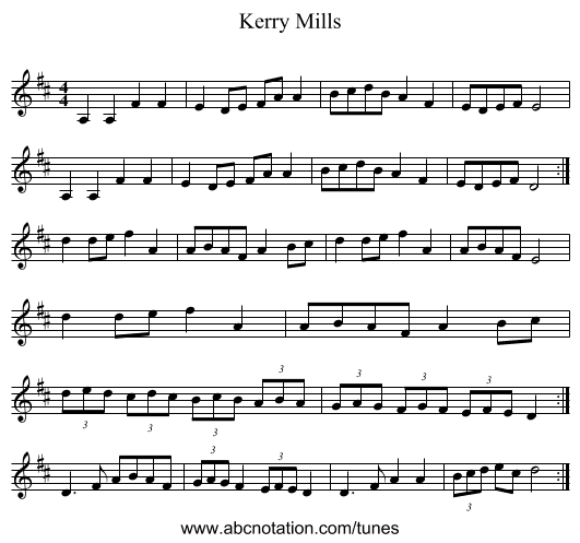 Kerry Mills - staff notation
