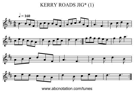KERRY ROADS JIG* (1) - staff notation