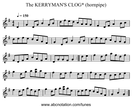 KERRYMAN'S CLOG* (hornpipe), The - staff notation