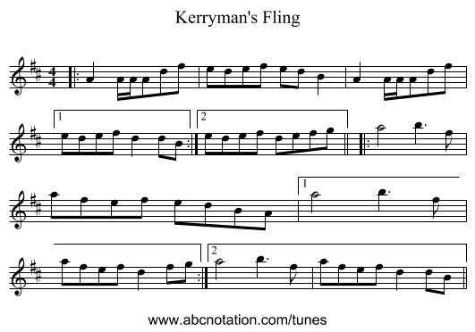 Kerryman's Fling - staff notation