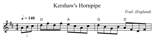 Kershaw's Hornpipe - staff notation
